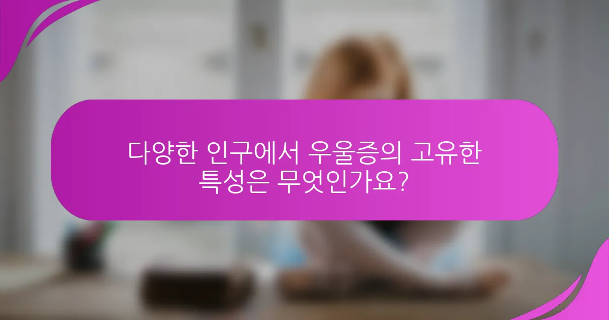 다양한 인구에서 우울증의 고유한 특성은 무엇인가요?
