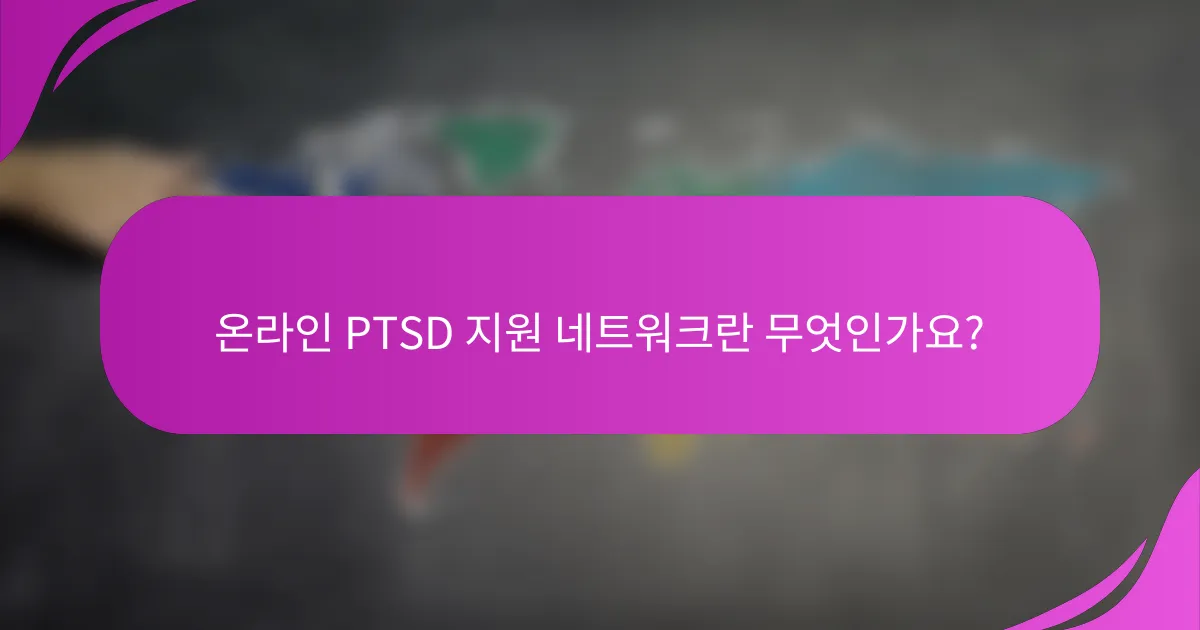 온라인 PTSD 지원 네트워크란 무엇인가요?
